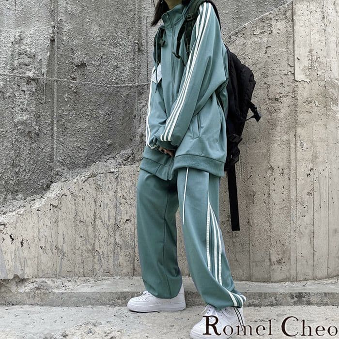 RomelCheo ライン ジャージ 上下セット ユニセックス ストリート