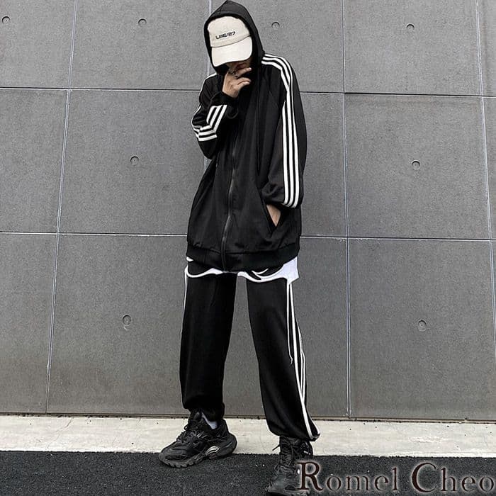 RomelCheo ライン ジャージ 上下セット ユニセックス ストリート