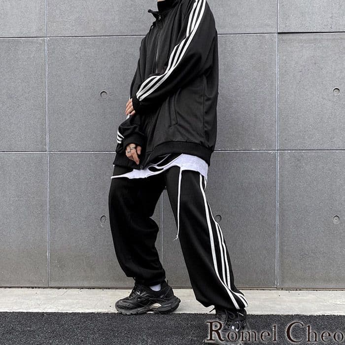 RomelCheo ライン ジャージ 上下セット ユニセックス ストリート