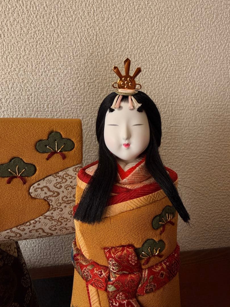 【未使用】真多呂人形 立ち雛(大作) 木目込み雛人形　台座付き