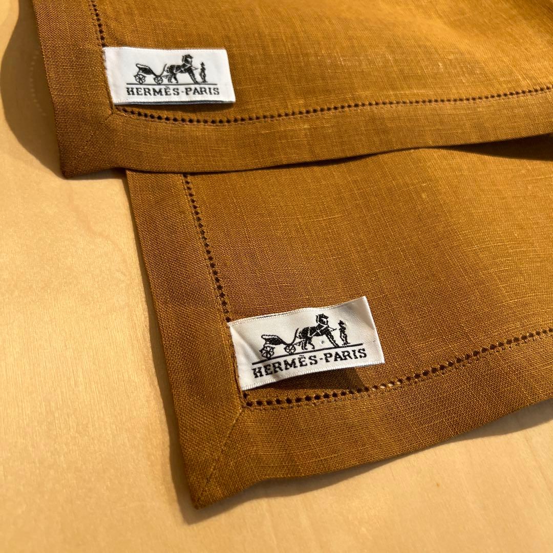 ✳︎ HERMÈS ✳︎ ナプキン 2枚組 ブラウン