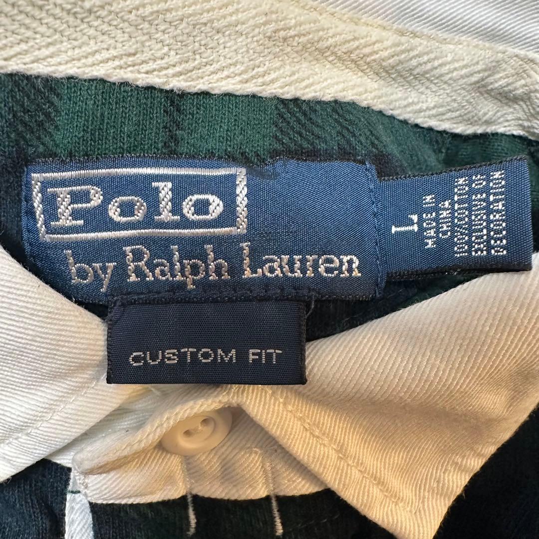 POLO ポロ ラルフローレン ボーダー ラガーシャツ 刺繍 ブラックウォッチ