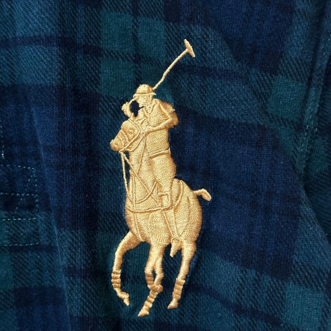 POLO ポロ ラルフローレン ボーダー ラガーシャツ 刺繍 ブラックウォッチ