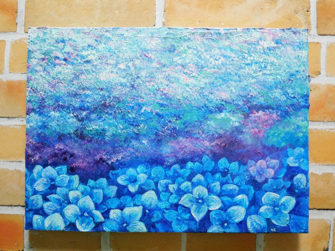 油絵 絵画 【紫陽花畑】