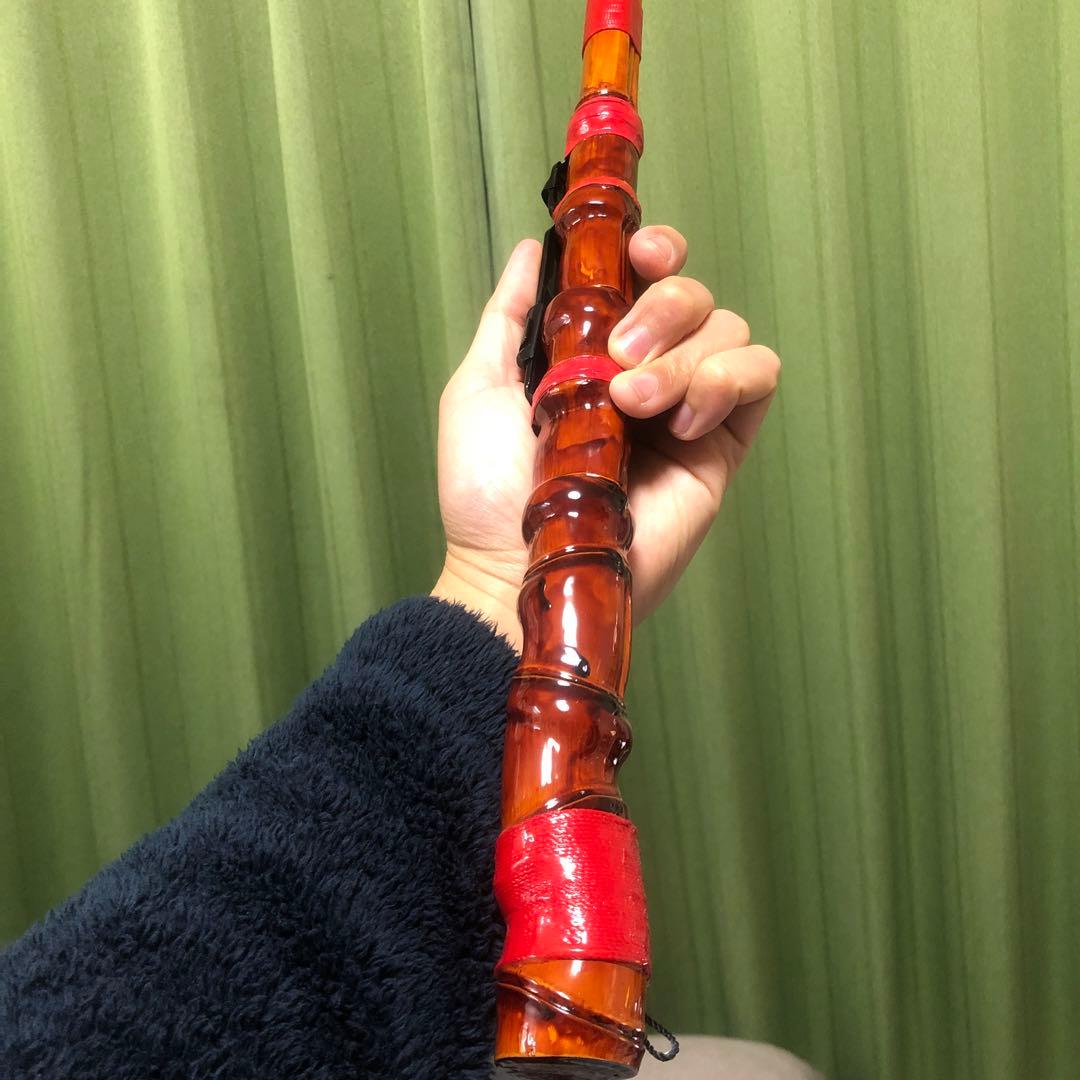 伊勢海老竿 布袋竹素材 蒔絵シール化粧