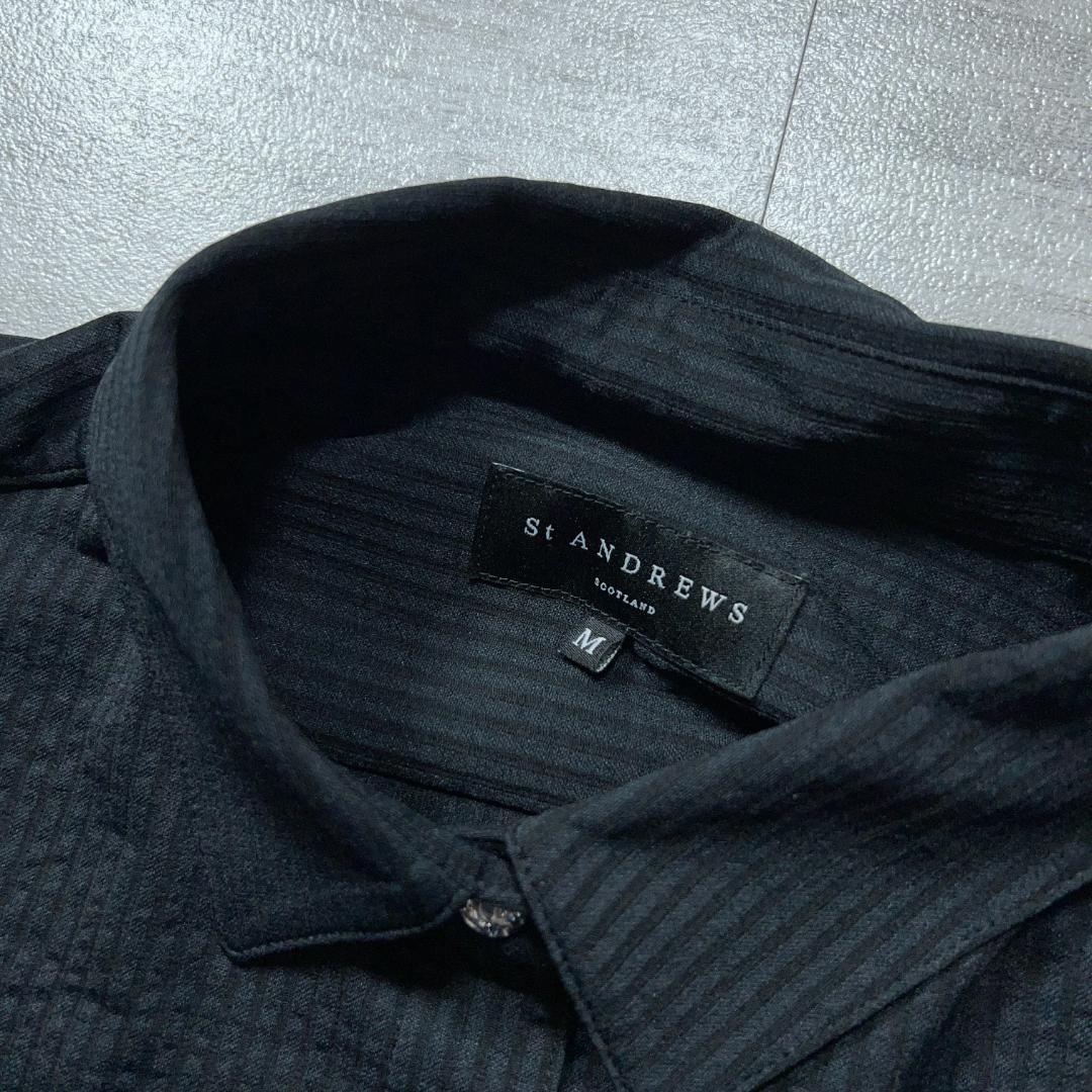 美品 st andrew セントアンドリュース フリル ポロシャツ 黒 ゴルフM