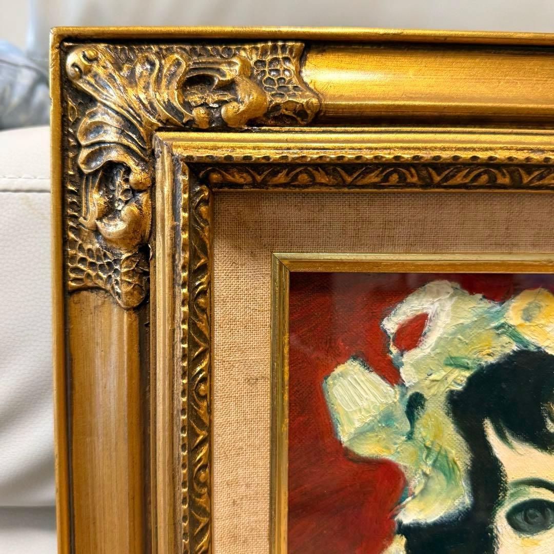 人形画 油絵 日展出品作品 額装 絵画 木製額縁 アンティーク フランス人形
