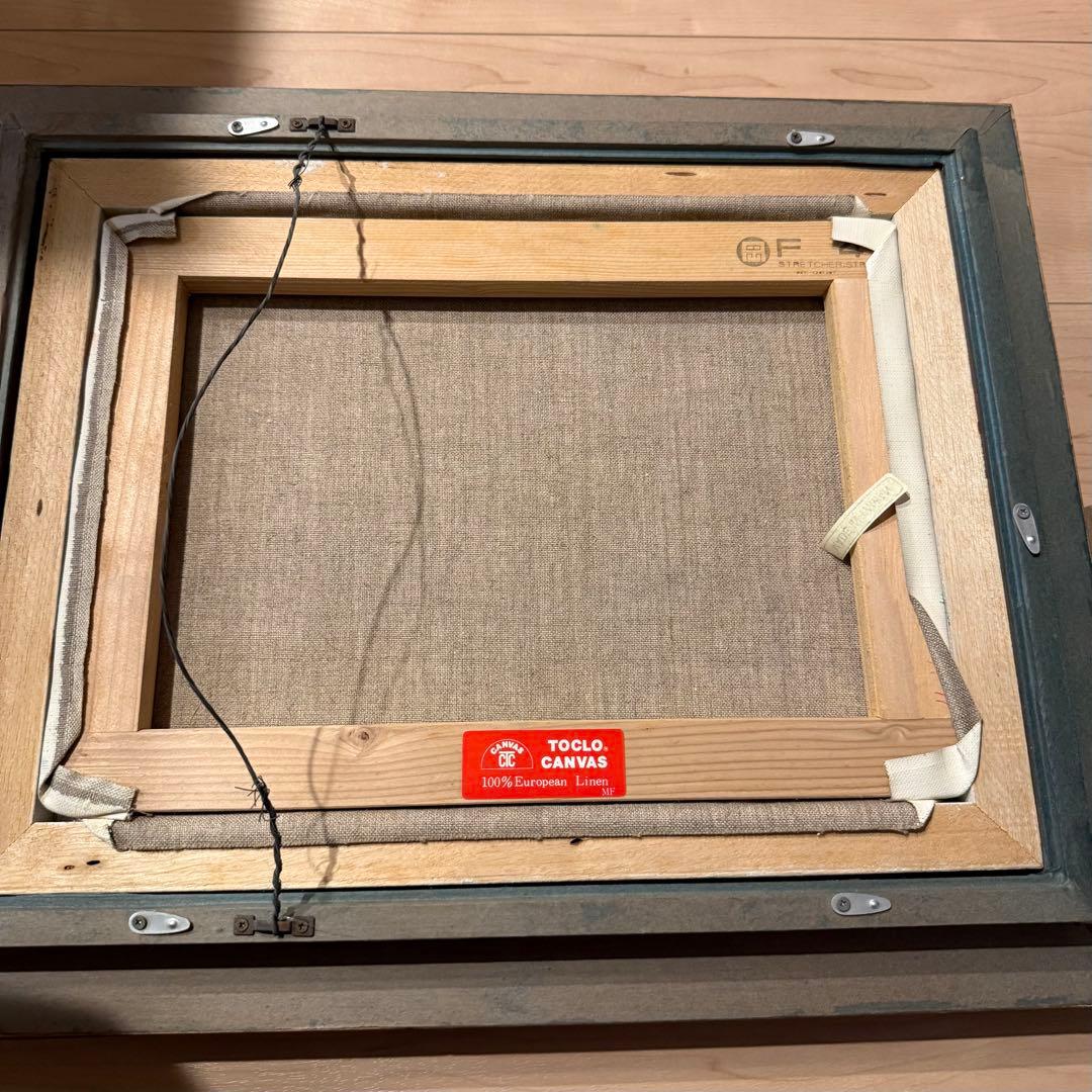人形画 油絵 日展出品作品 額装 絵画 木製額縁 アンティーク フランス人形