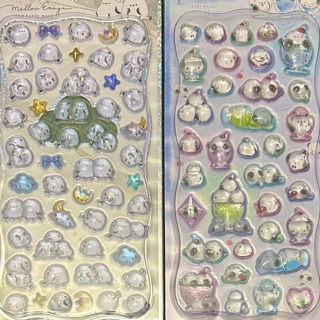 【12枚セット】SHANLE製立体ぷっくりシールまとめ売り硬いタイプうるちゅる系