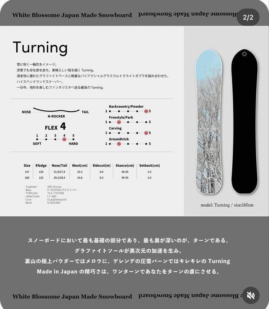 新品24-25 Whiteblossome Turning 160ソールカバー付