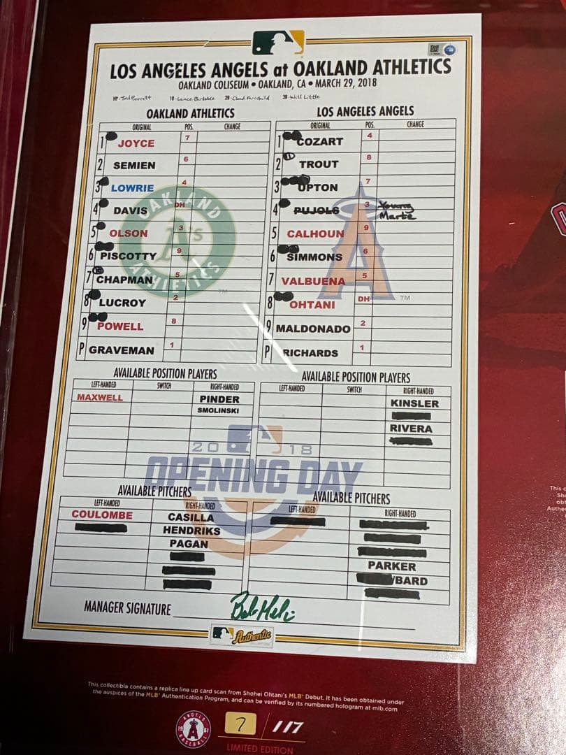 大谷翔平選手 MLBデビュー戦 117個限定フレーム エンゼルス フォトフレーム