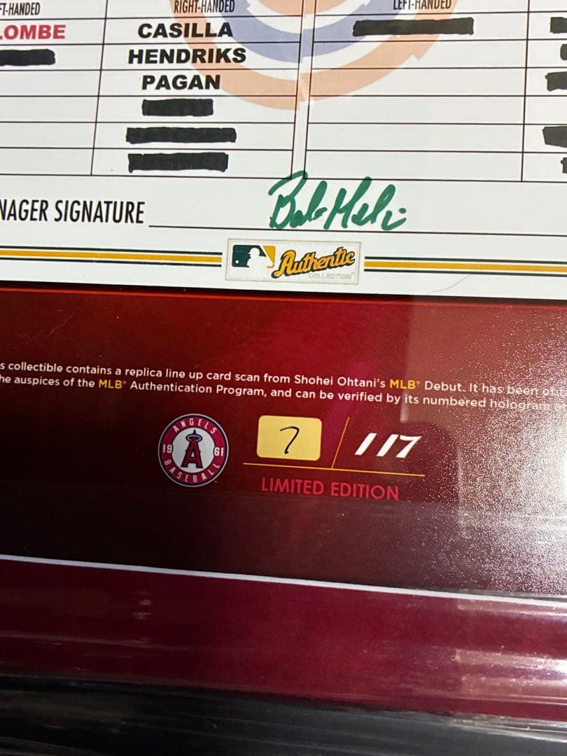 大谷翔平選手 MLBデビュー戦 117個限定フレーム エンゼルス フォトフレーム
