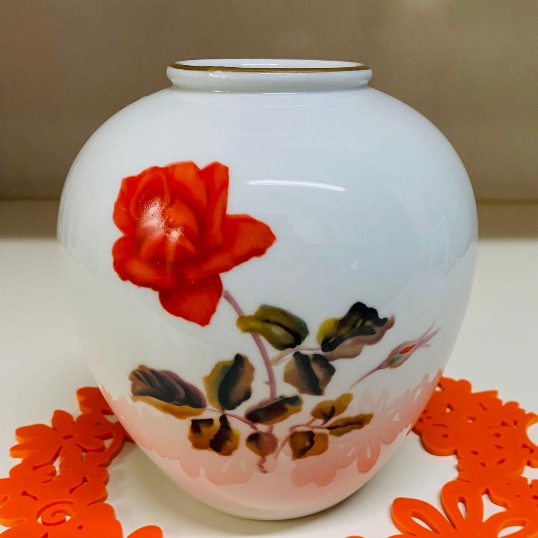 美品 Noritake バラの花柄 花瓶
