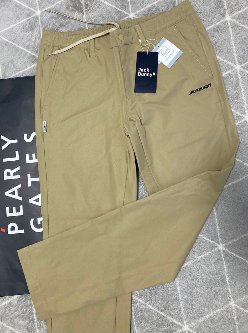 新品 パーリーゲイツ ジャックバニー ポリエステルツイルパンツ(6)LLベージュ