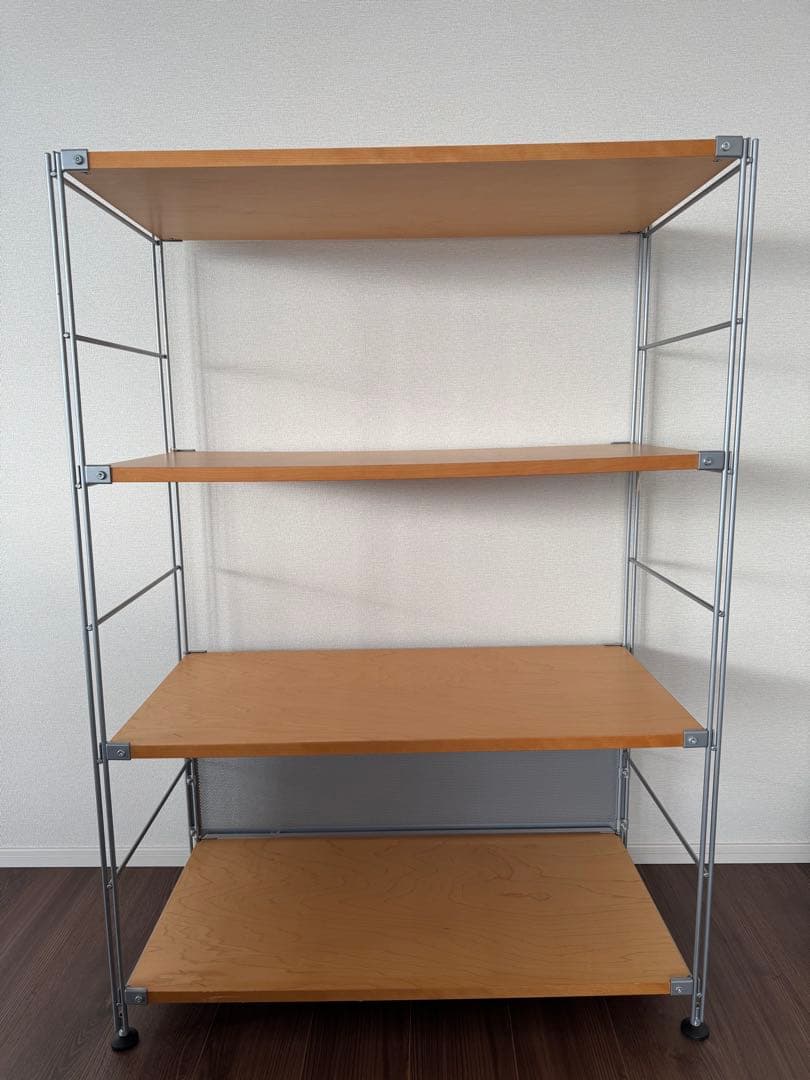 【極美品】無印良品ステンレスユニットシェルフ　オーク材棚セット　ワイド　中