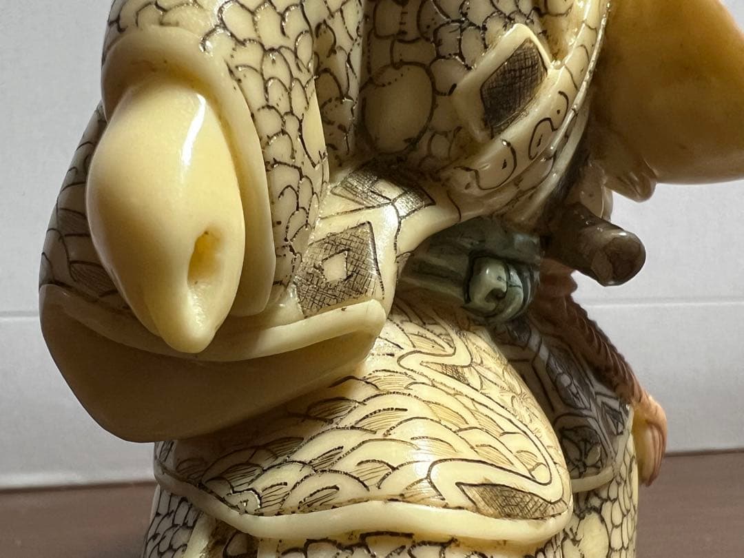 象牙風 細密彫刻 和風人形