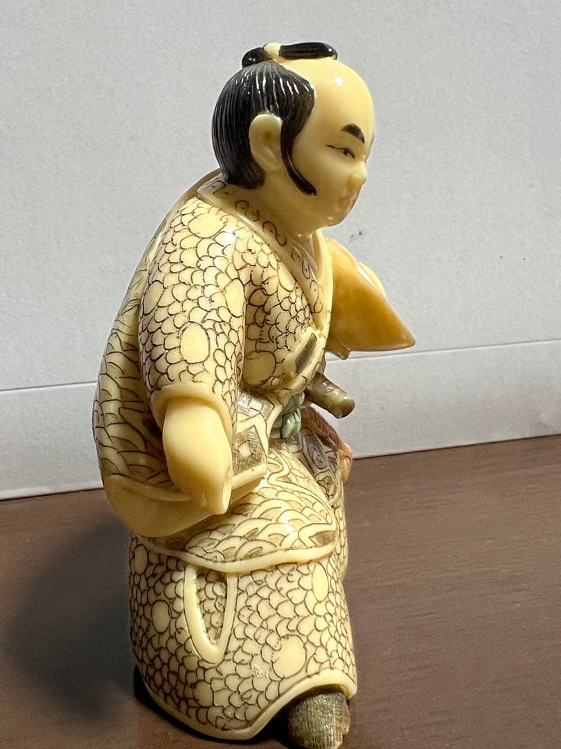 象牙風 細密彫刻 和風人形