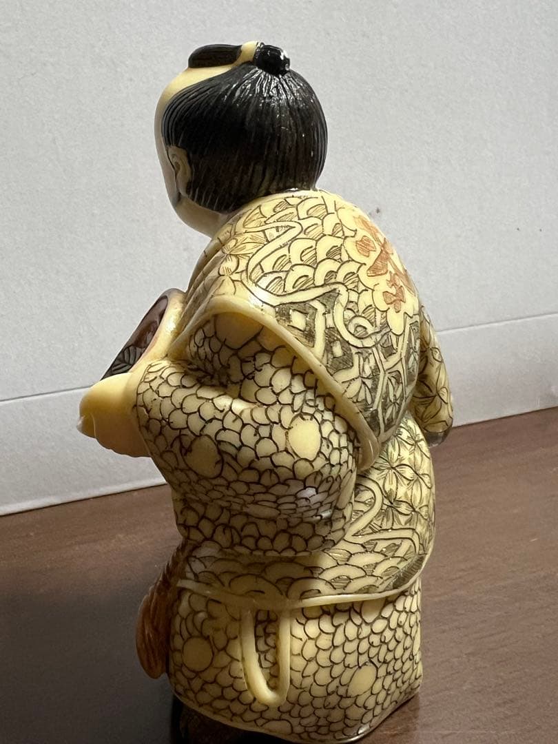 象牙風 細密彫刻 和風人形