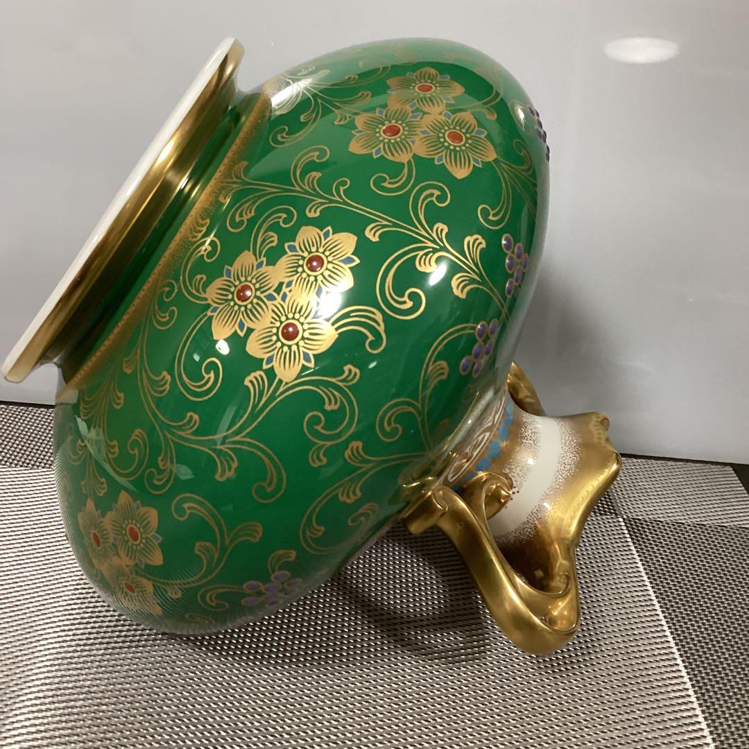 限定品　オールドノリタケ復刻版　瑠璃金彩葡萄盛紋様　花生