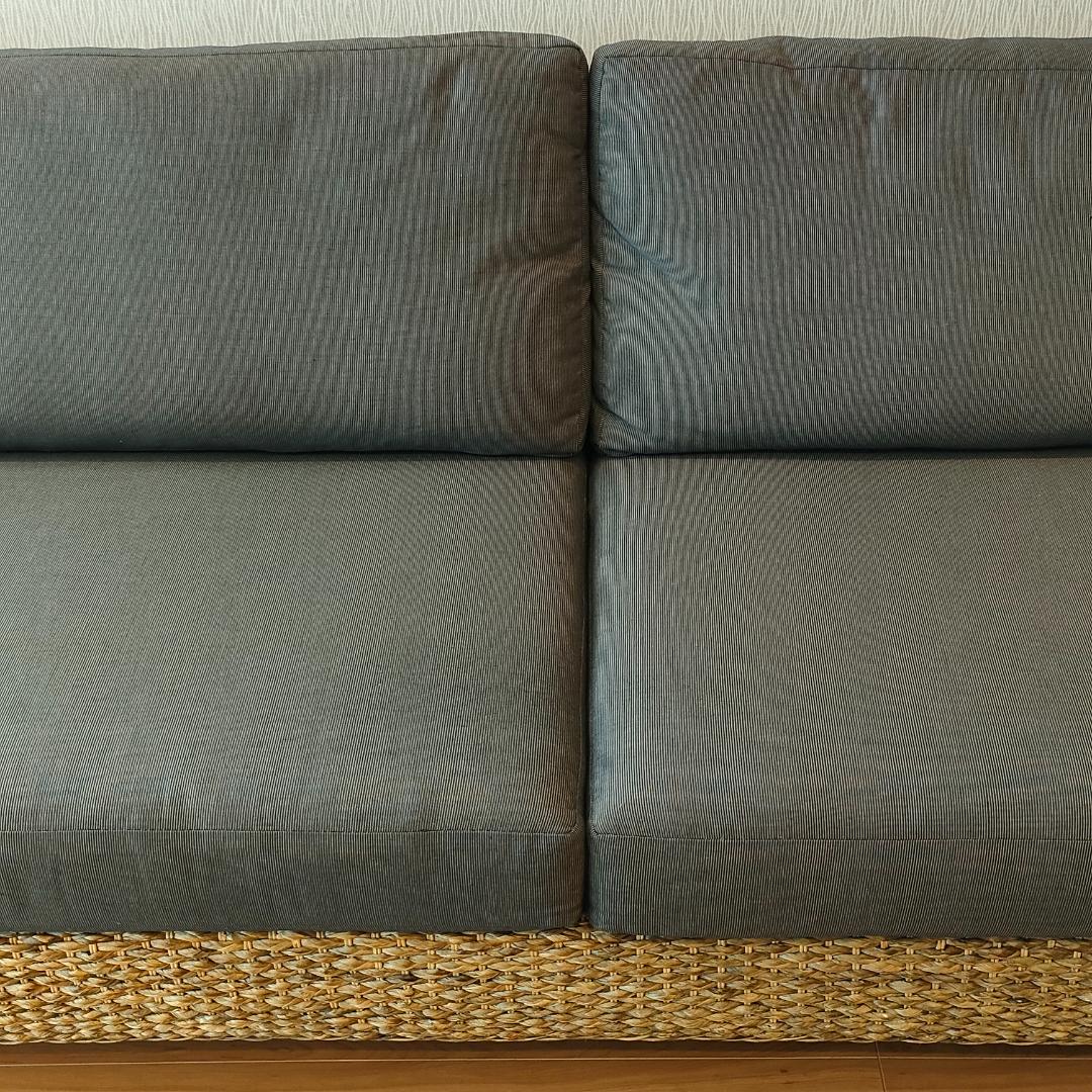 〈美品〉アジアン家具　パフォーマックス　３人掛けソファ　クッション付き