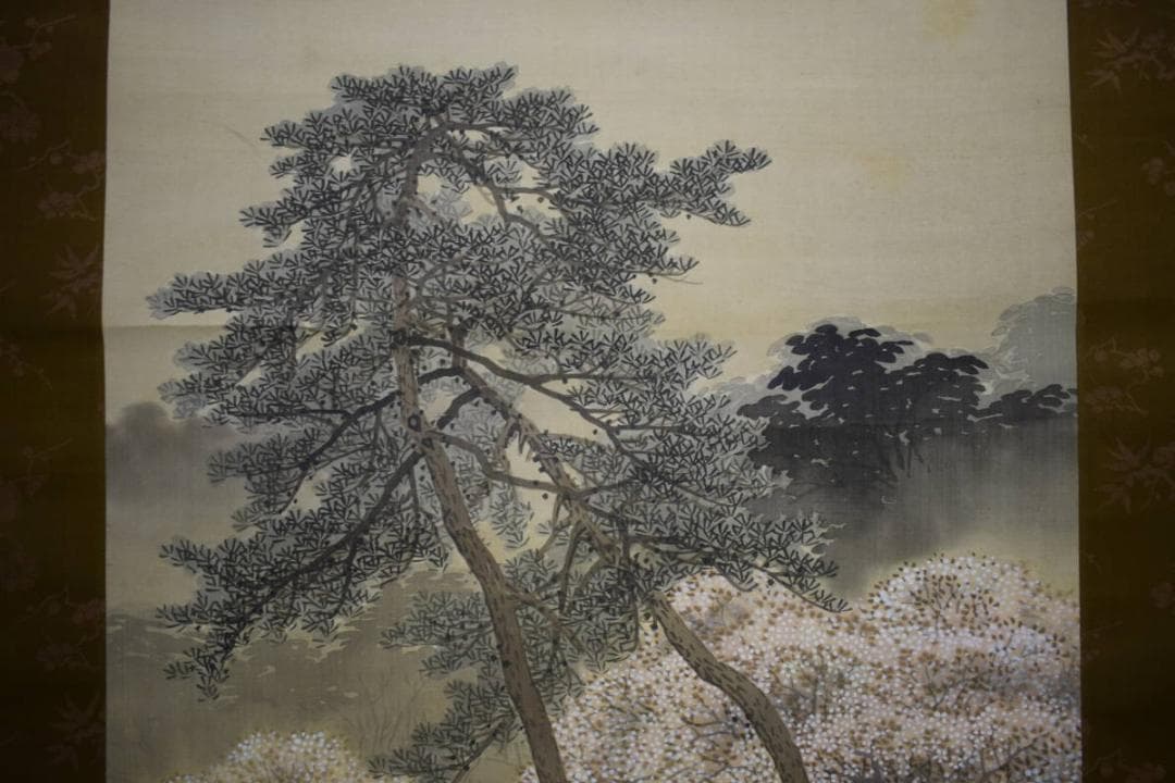 模写/中川和堂/月に桜図/絹表装/布袋屋掛軸HG-246