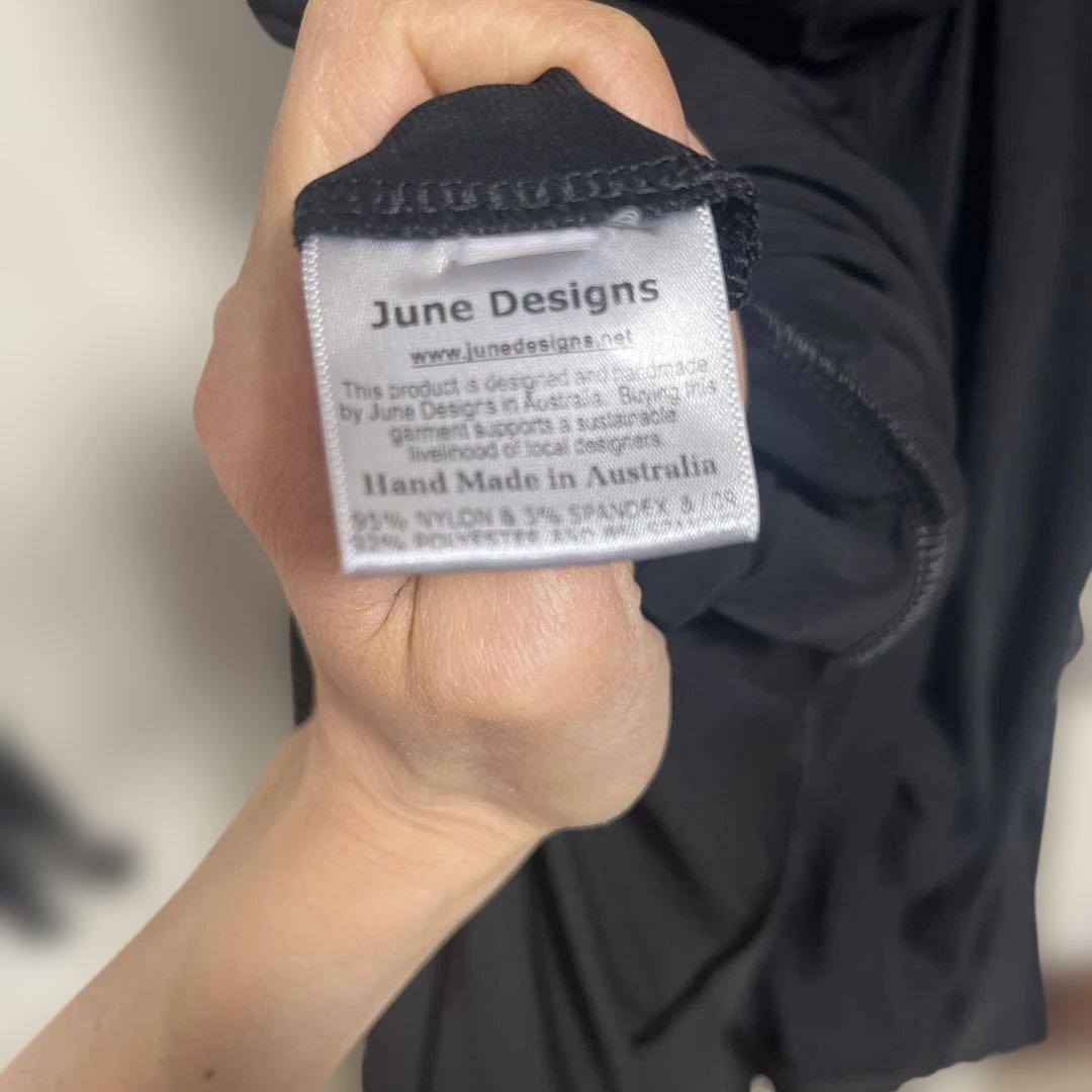 June Designs社交ダンスブラックメッシュ長袖ワンピース