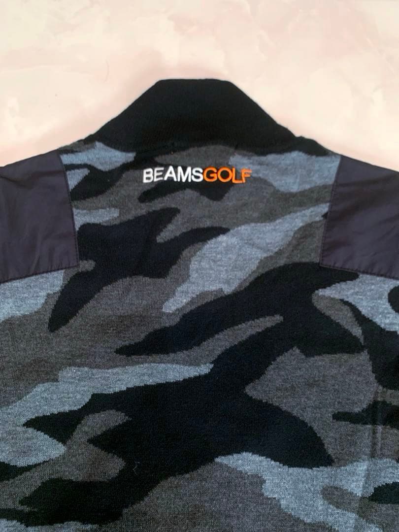 美品　ビームスゴルフ　beams golf フルジップ　セーター　ニット　迷彩S