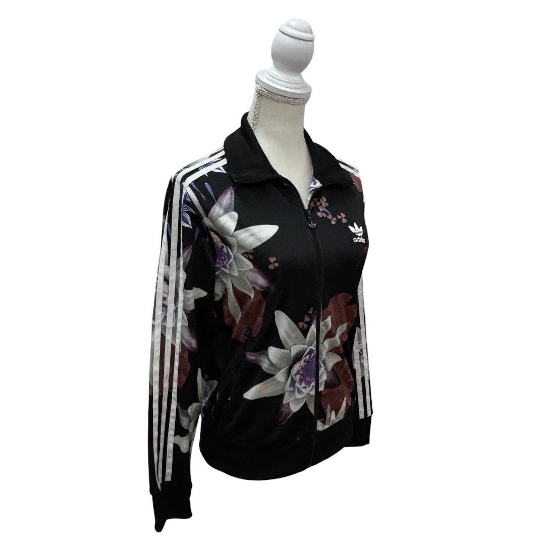 adidas アディダス トラックジャケット　黒×花柄 長袖 ジャージ L