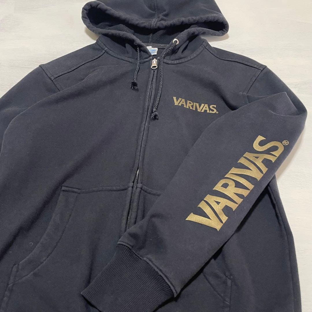 VARIVAS バリバス 黒×金　ジップアップパーカー　M バックプリント