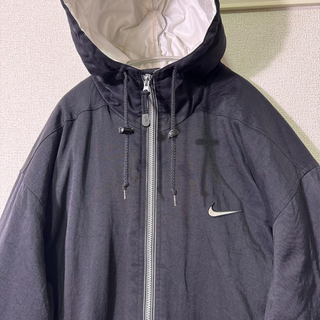 90s ナイキ 中綿 ベンチコート 白タグ ビッグスウッシュ バックロゴ