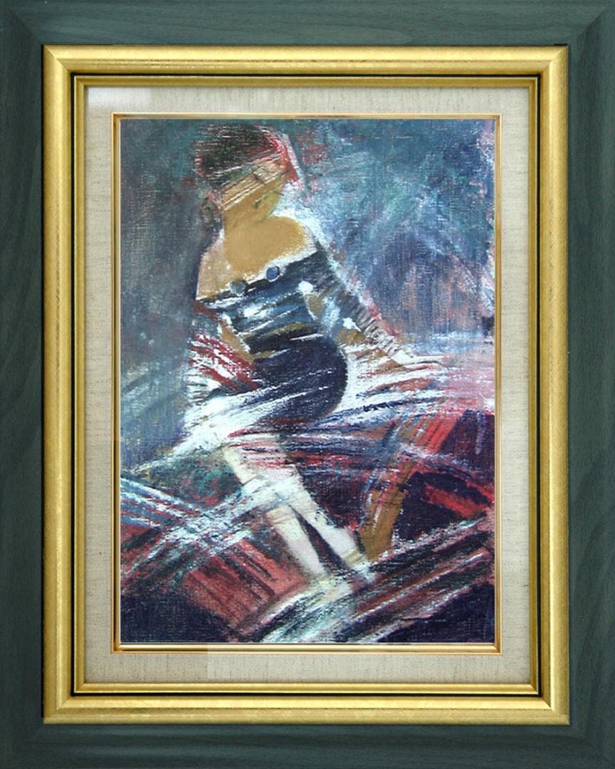 油絵 菅家令子 絵 絵画 インテリア 額付(銀) F4-92023 女性像