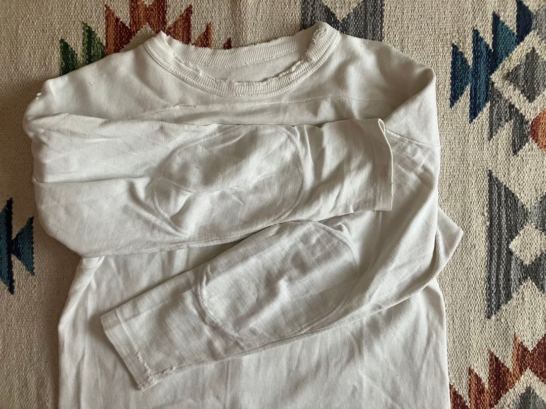50s UNKNOWN 無地　コットン　フットボールTシャツ　ボロ　白