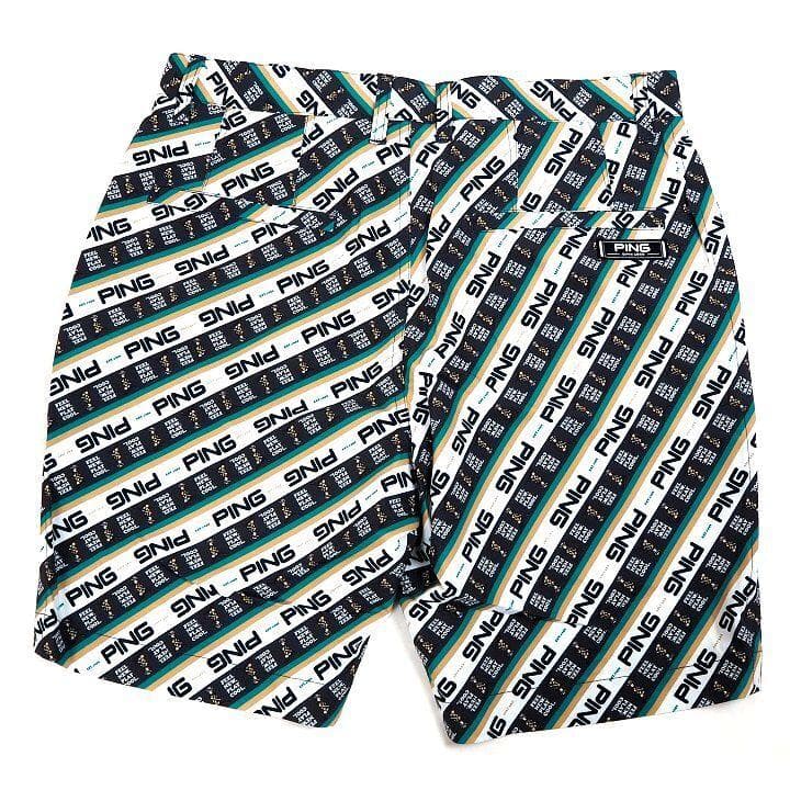 新品 PING ピン ゴルフ 上下セット 総柄ロゴ ポロシャツ ハーフパンツ L