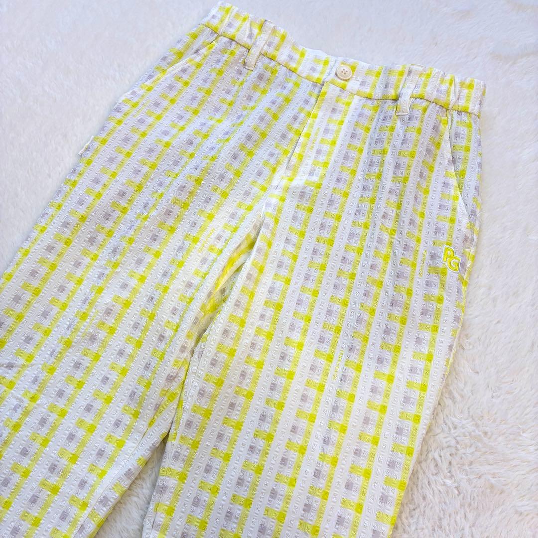 美品 PEARLY GATESストレッチ サッカーギンガムパンツ 25春夏