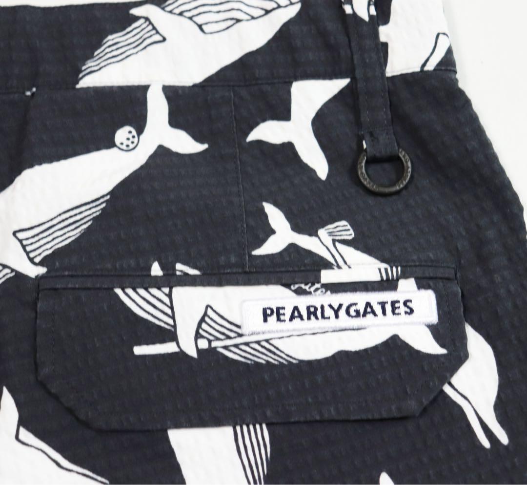 《パーリーゲイツ》新品 シアサッカー生地 クジラ柄ショートパンツ 4(W80)
