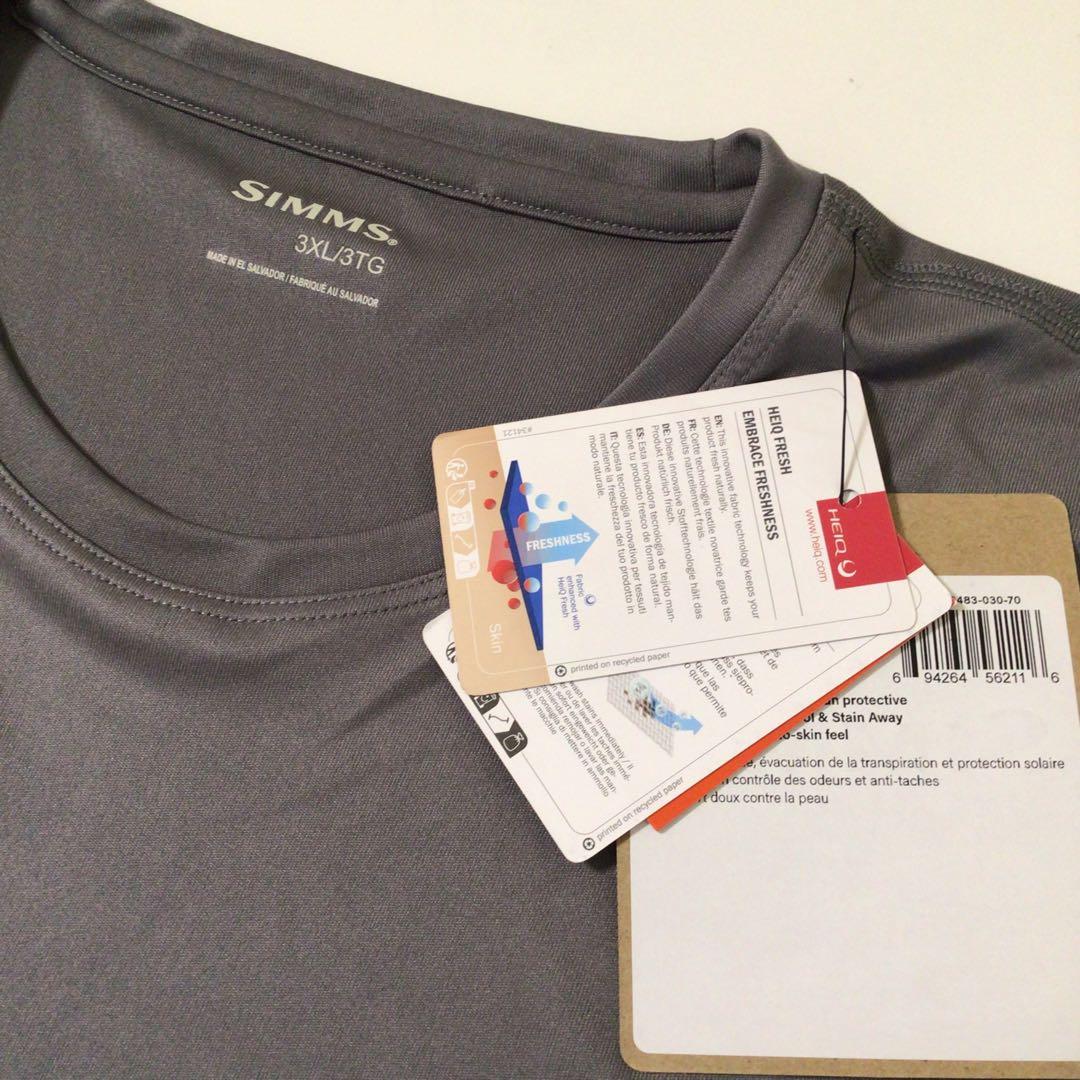 新品 Simms シムス ロングTシャツ Tech Tee 灰 大きめ3XL