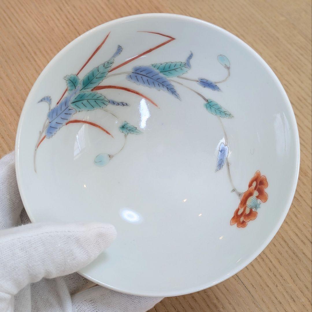 江戸期　古伊万里　色絵柿右衛門　花文　茶碗　小鉢