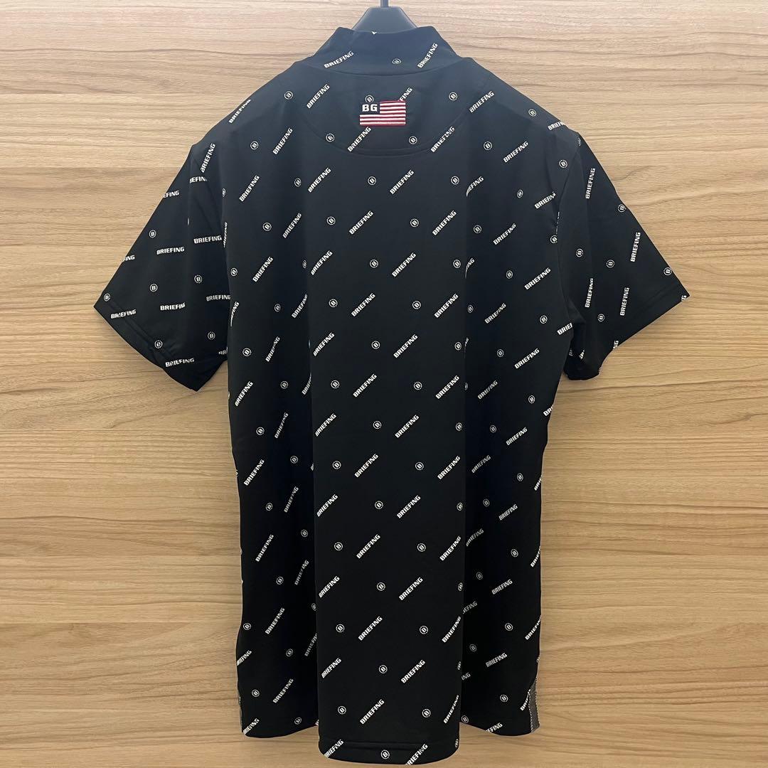 新品★BRIEFING モックネックシャツ ハイネックシャツ ロゴ総柄 黒×白M