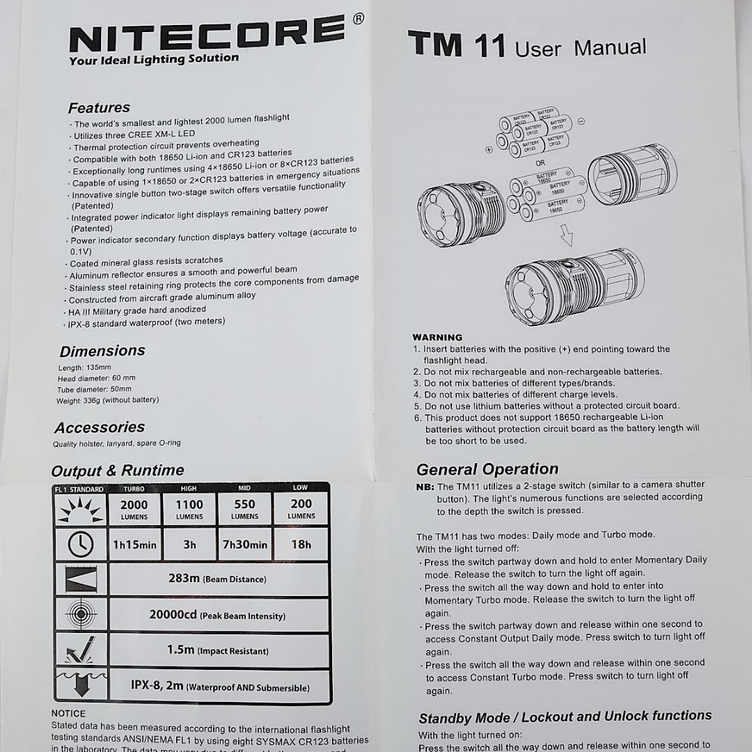 Nitecore TM11 Tiny Monster 高品質フラッシュライト