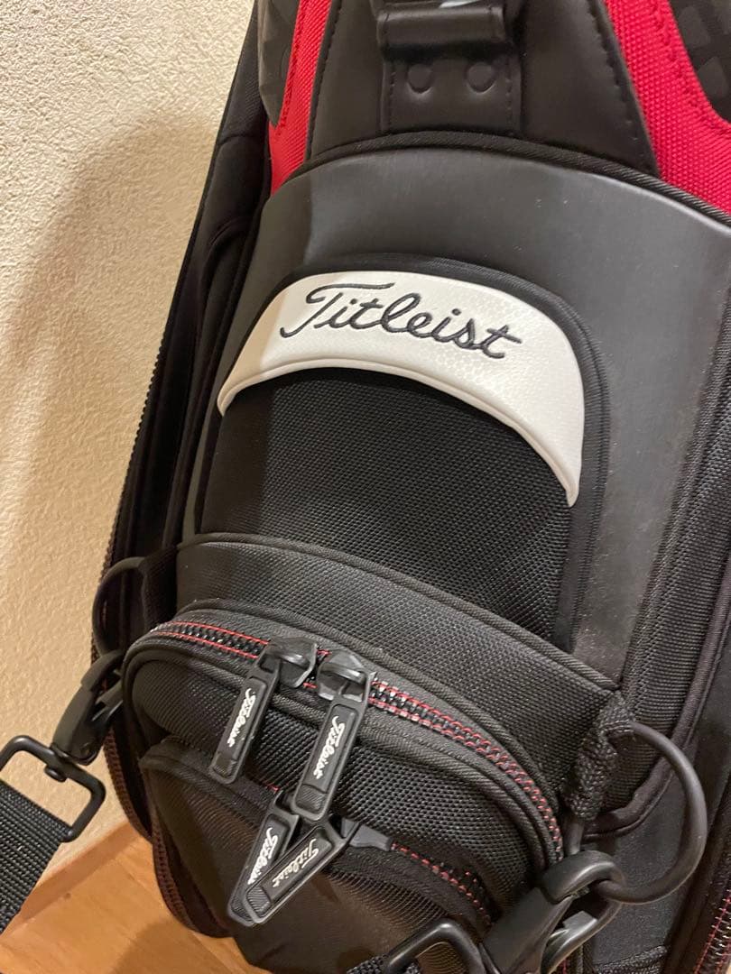Titleist ゴルフキャディバッグ 黒/白/赤 プロツアーモデル