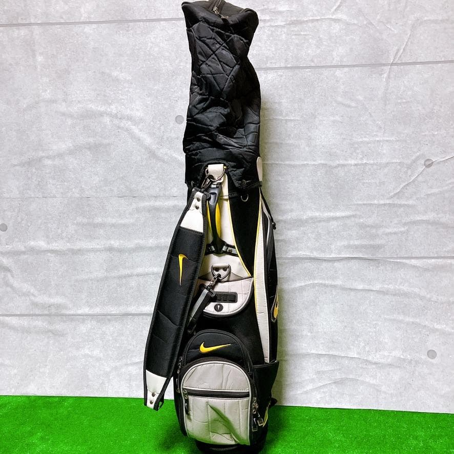 NIKE ゴルフ キャディバッグ 9型 5分割 カート式 ブラック イエロー