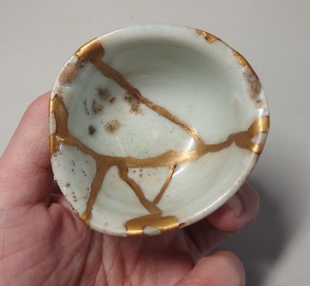 初期伊万里染付秋草図酒盃/酒器/ぐいのみ/古唐津/猪口