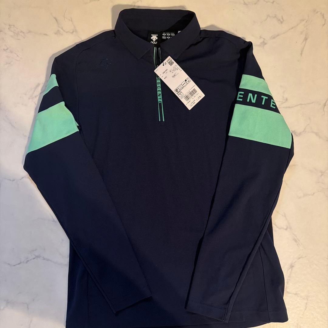 DESCENTE GOLF メンズ M ネイビー/ミント 長袖シャツ　新品未使用