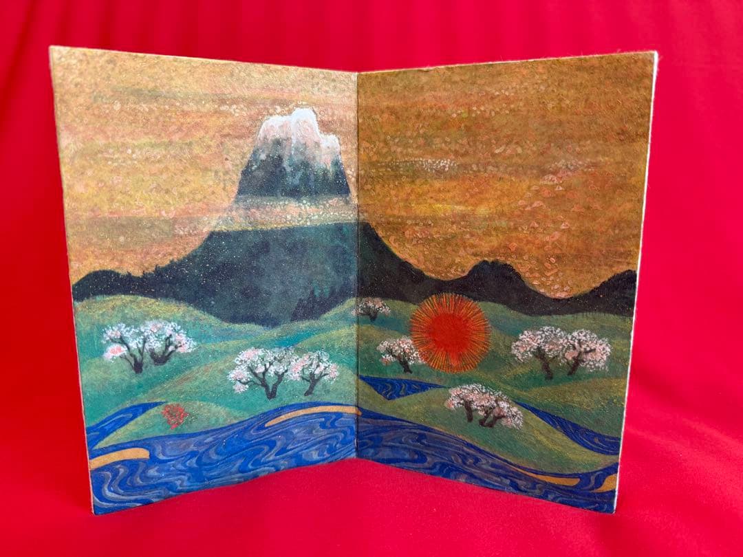 中井智子 ★☆ ときしらぬ ミニ屏風 2013年 日本画 絵画 画家 インテリア
