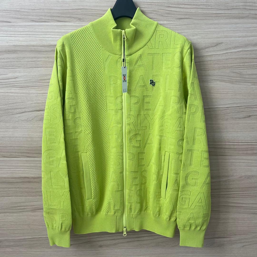 新品★41,800円 パーリーゲイツ 春夏サマーニットジップアップブルゾン黄緑５