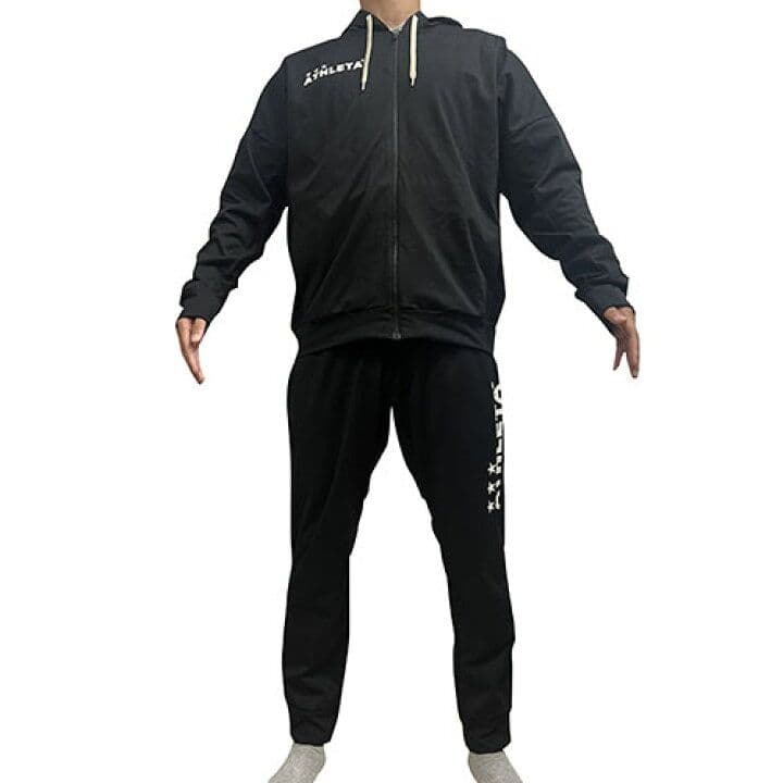 新品ATHLETAジャガードスウェットzipパーカーパンツ上下セット黒