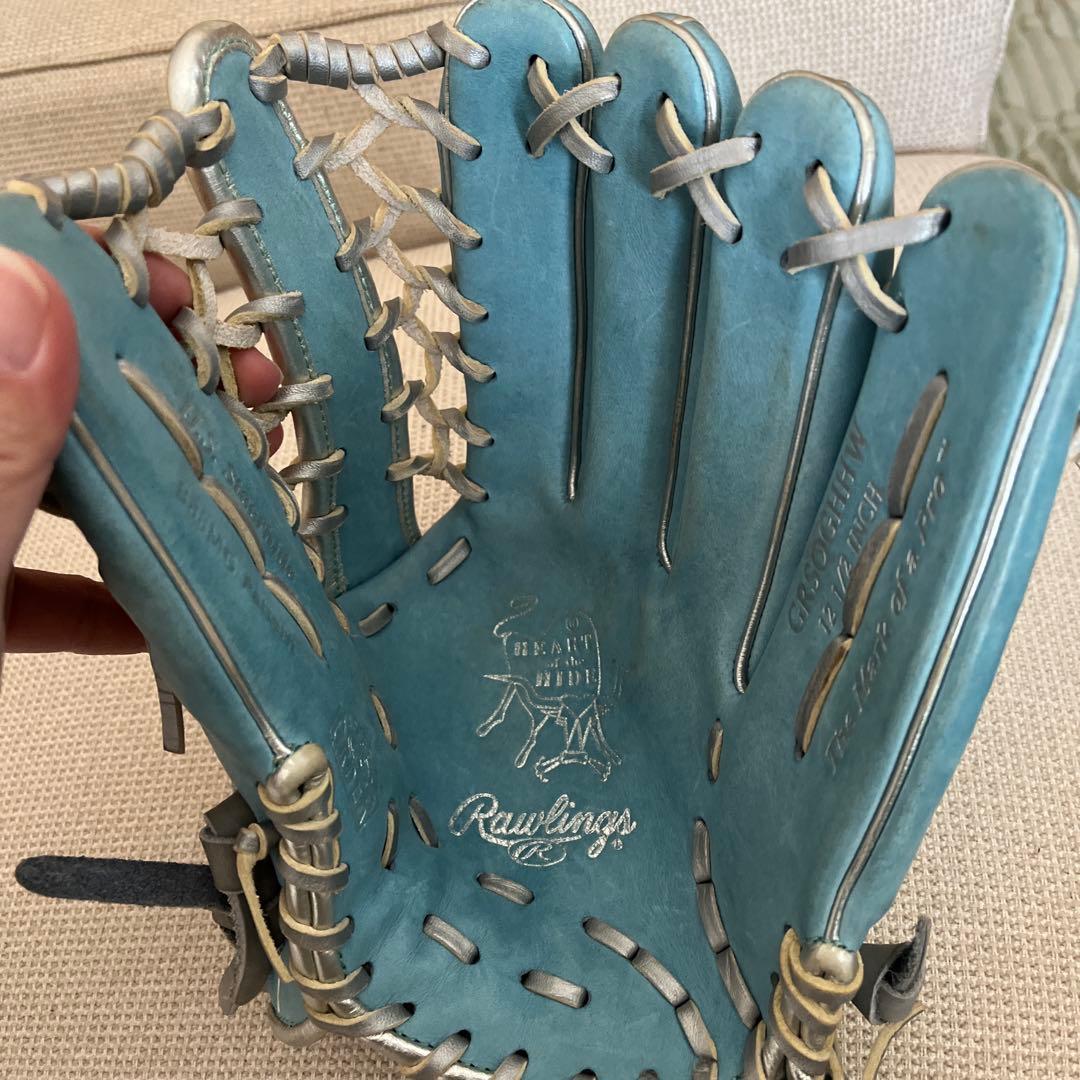 【美品】Rawlings 水色 軟式オーダーグローブ