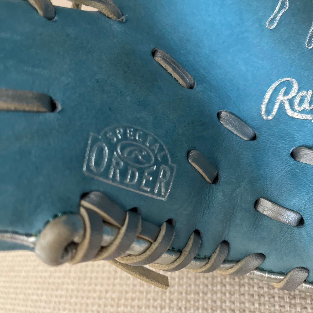 【美品】Rawlings 水色 軟式オーダーグローブ