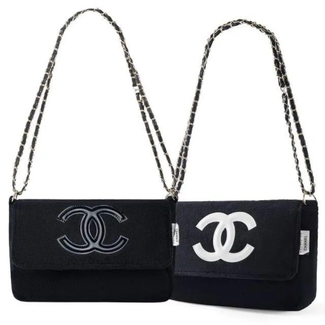 く*ー様 CHANEL シャネル ミニバッグ ポーチ ブラック×ブラックロゴ チ