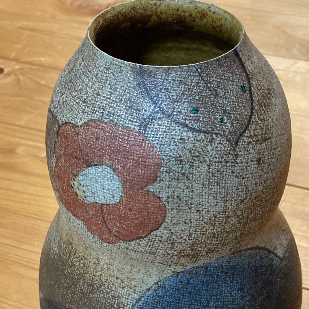 伊藤東彦 笠間焼 布目椿文花瓶 陶器花瓶